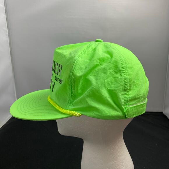Neon Green Thunder Party Hat Cap Fast Boats Hot Wings Cold Beer Hook N Loop - Picture 3 of 6
